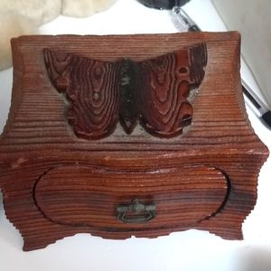 2 Hand carved trinket wooden keepsake boxes